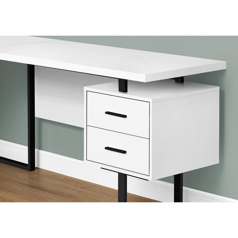 Computer Desk Home Office Corner 70"L L Shape Work Laptop Metal White