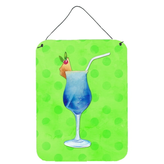 Carolines Treasures BB8230DS1216 Summer Cocktail Green Polkadot Wall or Door Hanging Prints 12x16 multicolor