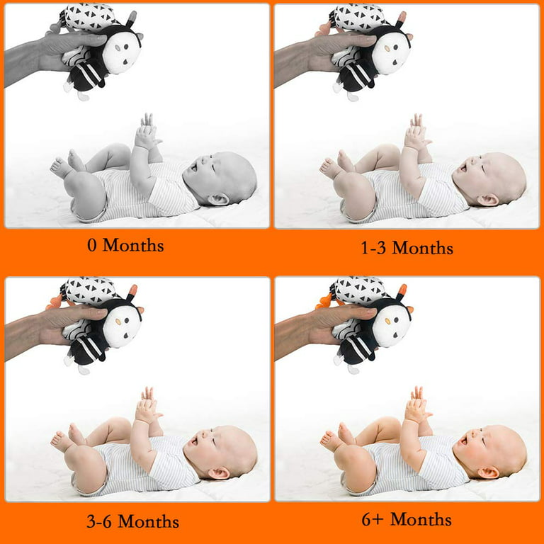 4 High Contrast Newborn Toyd Black and White Rattles Baby Hanging Toys for  Infants 0 3 6 12 Months, Infant Black and White Baby Sensory Soft Toys  Tummy Time for Visual Stimulation 