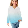 thumbnail image 6 of Auroural Toddler Girl Clothes 4T Shirt Girl's Long Sleeved Gradient Printed Shirt Cute V-neck Casual Shirt Top Light Blue, 6 of 9
