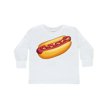 

Inktastic Hot Dog Illustration with Mustard Onions and Ketchup Gift Toddler Boy or Toddler Girl Long Sleeve T-Shirt