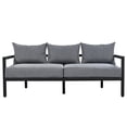 thumbnail image 3 of Outdoor Waterproof Steel Sofa Set, 4-Piece Patio Furniture Set Anti-rust and Anti-uv Sofa with Armchairs Coffee Table and Gray Cushions, All Weather Conversation Steel Sofa Set, 3 of 9