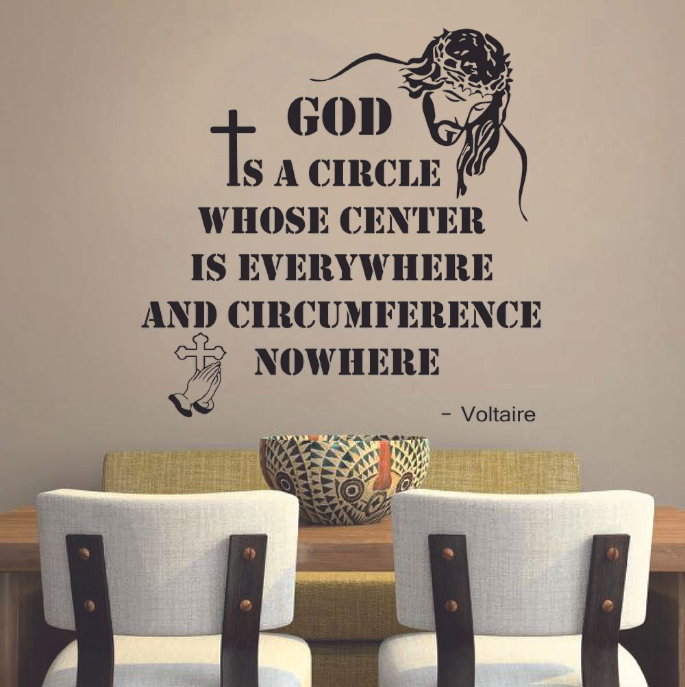 God Is A Circle - Voltaire Religious Religion Quotes Christ Saying  Inspirational Wall Decal Wall Art Designs Stickers For Girls / Boys Home  Room House Decor Vinyl Wall Sticker Decoration (40x40 inch -