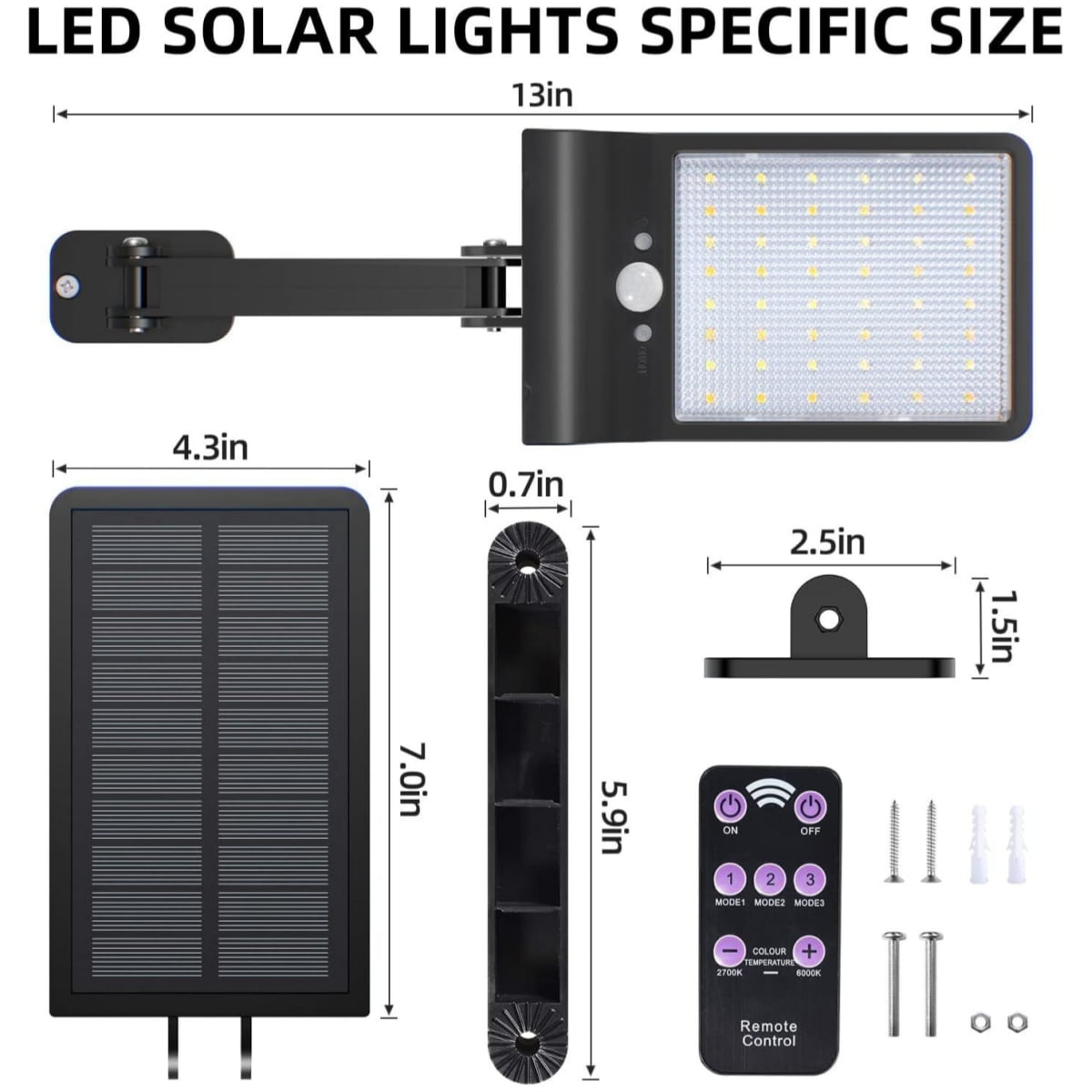 iMucci 2 Pack Outdoor Solar Street Flood Lights Remote Control Wireless 48 LED Waterproof Security Motion Sensor Light with 3 Modes