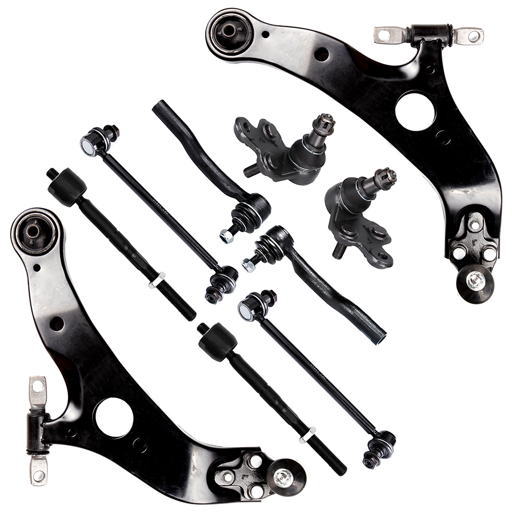 ECCPP 10pcs Lower Control Arm Inner Tie Rod End Outer Tie Rod End Sway Bar End Link Lower Ball Joint fit for 2004-2010 For Toyota For Sienna