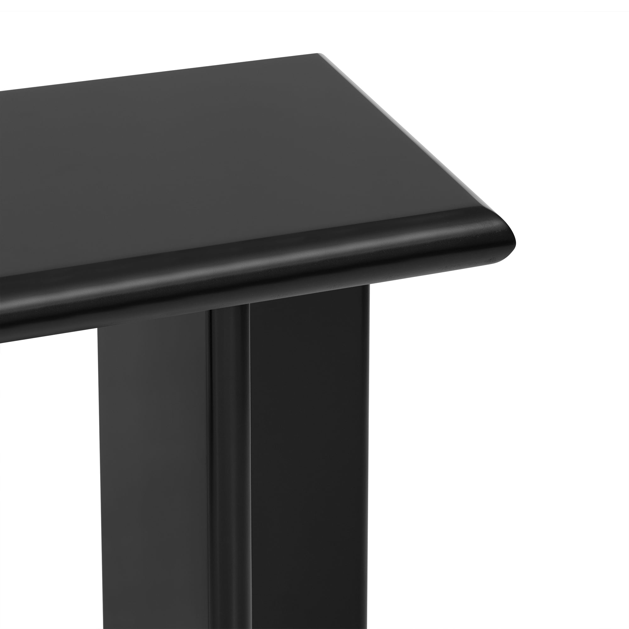EUROCO 59" Long Console Table with L-Shaped Legs,Wood Sofa Table Behind Couch,Narrow Entryway Accent Table for Living Room, Hallway, Entrance, Foyer,Black