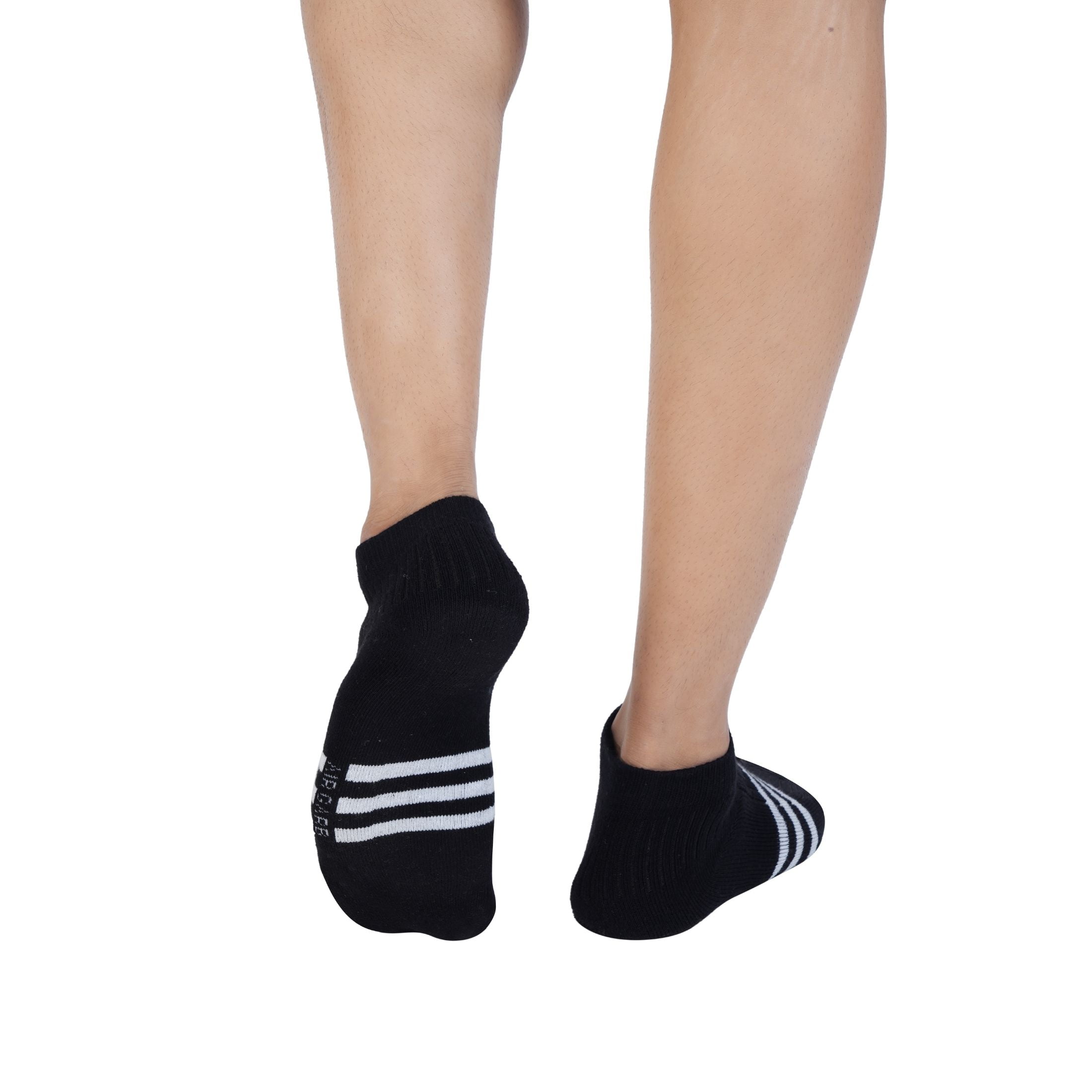 AirGarb Stylish Striped Low Ankle Cotton Socks for Men and Women: Comfortable Cushioning & Breathable Design Free Size - ST12-BL (Pack of 12)