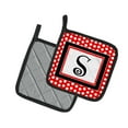 thumbnail image 2 of Letter S Initial - Red Black Polka Dots Pair of Pot Holders, 2 of 2