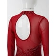 thumbnail image 5 of iixpin Kids Girls Long Sleeves Figure Ice Skating Dress Dance Ballet Gymnastics Leotard Competition Costume Dancewear Burgundy 6, 5 of 7