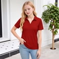 thumbnail image 7 of Girls Polo Shirts Short Sleeve School Uniform Collared Shirts Kids Lightweight Athletic Golf Tops,Red,7-8 Years, 7 of 7