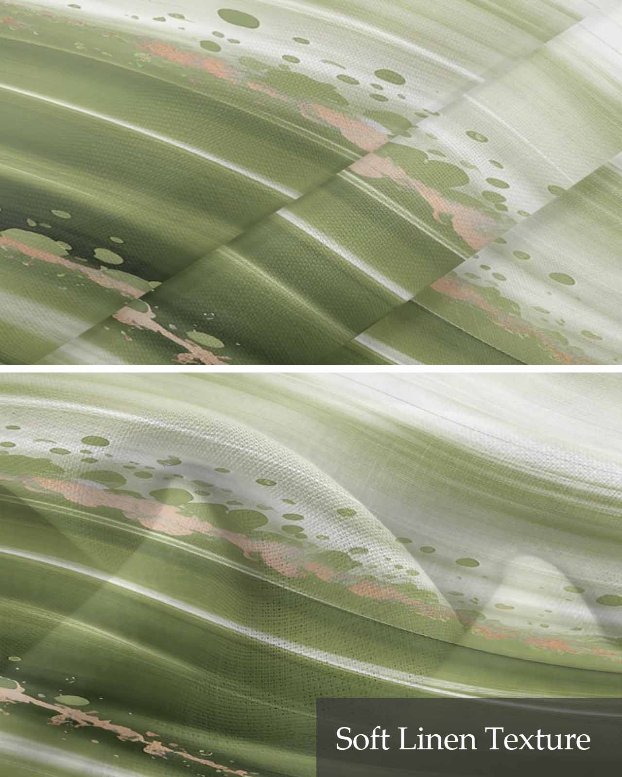 Green Abstract Waves Kitchen Valances for Windows Farmhouse Linen Window Valance Curtain for Living Room Window Treatment Gradient Fluid Luxury Oil Painting Valance Rod Pocket Topper, 60 x 18 Inch