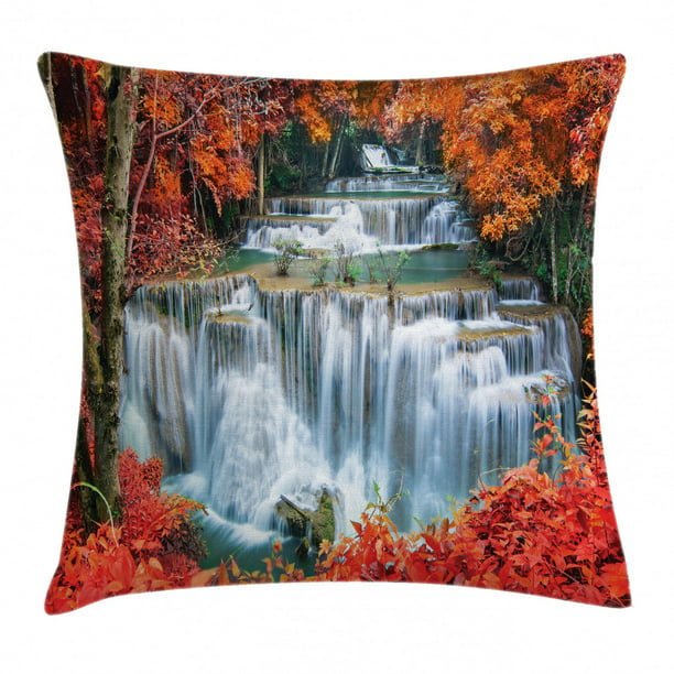 Waterfall Decor Throw Pillow Cushion Cover, Waterfalls Like Stairs in ...