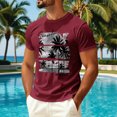 thumbnail image 2 of Sewkxo Mens Hawaiian Short Sleeve T-Shirts Graphic Crew Neck Casual Shirt Summer Beach Palm Tree Printed Vintage Tees,Wine 3XL, 2 of 5