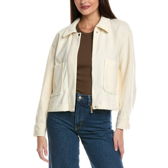 Vince Camuto womens  Slouchy Patch Pocket Jacket, l, White