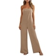 thumbnail image 2 of Women's Wide Leg Jumpsuits Oversized Spaghetti Strap Bohos Cotton Like Overalls Womens Summer Casual Solid Loose Fits Lightweight Comfy Rompers, 2 of 7