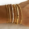 thumbnail image 2 of DESIGNICE Waterproof Gold Bracelets Set for Women Trendy,Dainty 14K Real Gold Plated Jewelry Fashion Stackable Tennis Beaded Figaro Herringbone Paperclip Link Bracelet Pack Stack Gifts for Women 6Pcs, 2 of 4