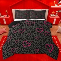 Homewish Leopard Cheetah Print Bedding Comforter Set 2pcs for Teens Female Men,Abstract Geometric Twin Comforter Sets Microfiber,Pink Love Heart Print Breathable Bedding Set,Breathable Home Decor