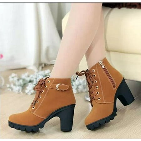 

Autumn Winter Woman Boots Women Shoes Ladies Thick Heeled Ankle Boots Women High Heel Platform Rubber Shoes Snow Boots