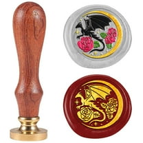 1" Moon Dragon Flower Wax Seal Stamp Retro Sealing Stamps Removable Brass Head with Wooden Handle Novelty Seal Stamp Sealing Wax for Envelope Greeting Card Gift Letter Invitations Decoration