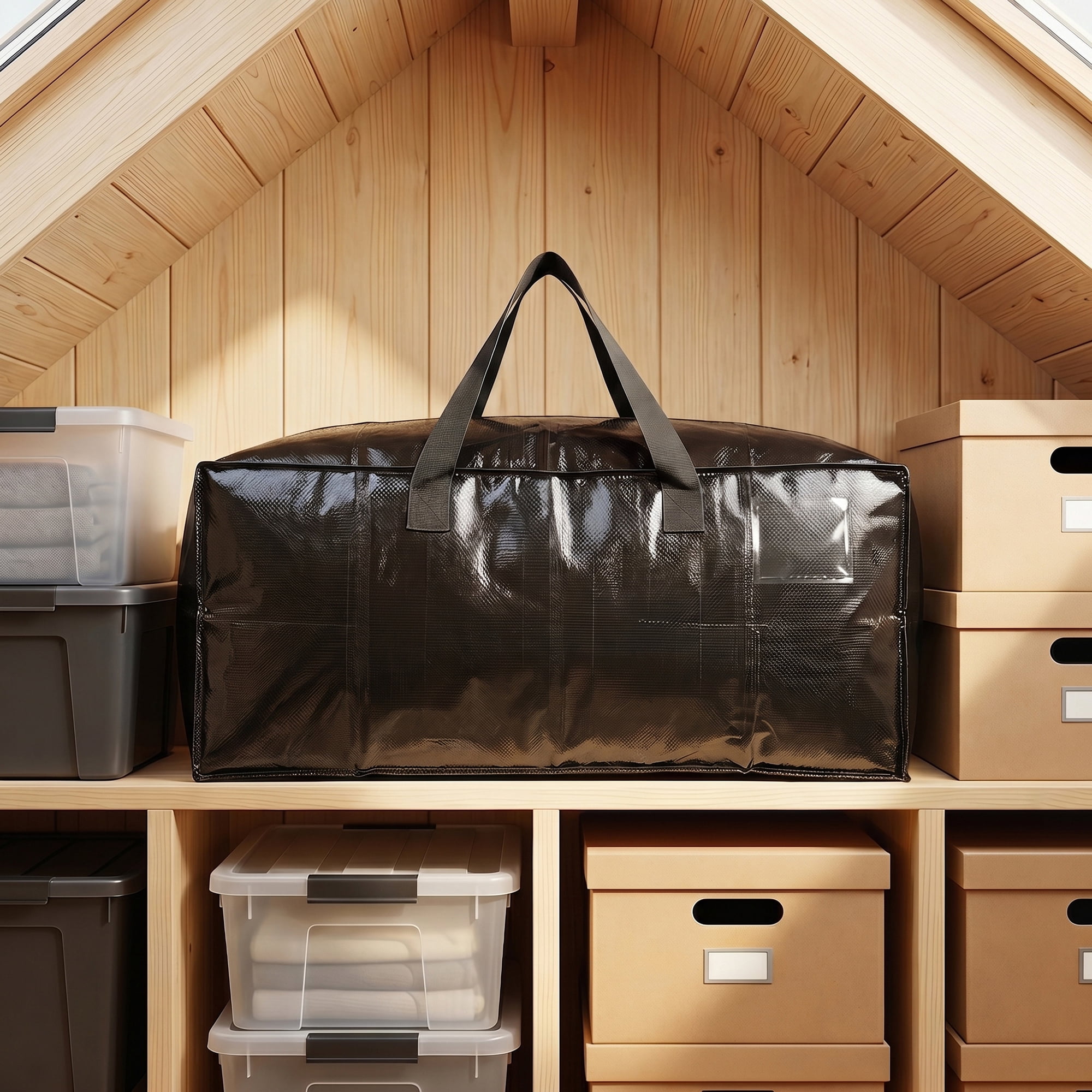 Unique Bargains Spacious PP Packing Bag with Zipper Closure Black 29.1"x13.0"x14.6"