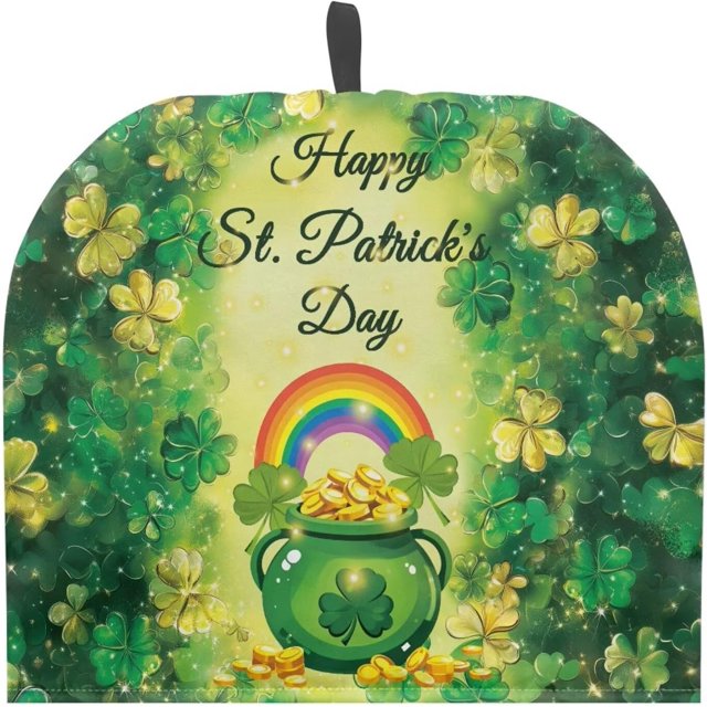 Green Clover Drawstring Tea Cozy Dust Cover Kitchen Cozies Keep Teapot St Patrick's Coffee Pot Warm Easy to Install and Washable Home Kitchen Decoration Gift Home Kitchen Table Top Decors