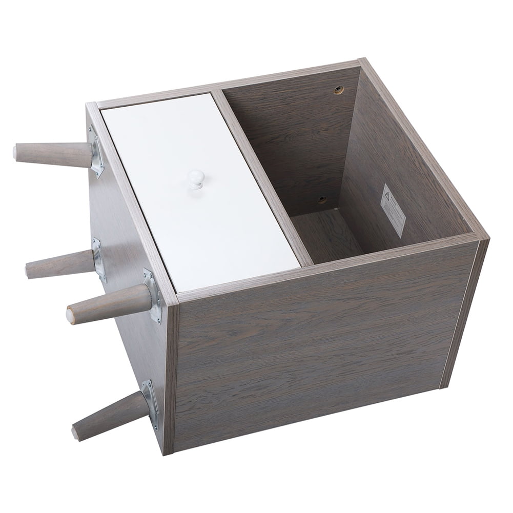 Kepooman 2 Pieces Nightstands for Bedroom, Farmhouse Accent Table for Living Room, Bedside End Table for Small Spaces with Sturdy Steel Frame, Gray