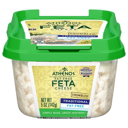 Athenos Traditional Crumbled Fat Free Feta Cheese, 5 oz Tub
