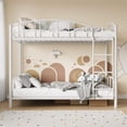 thumbnail image 3 of Bingirl White Metal Twin - Over - Twin Bunk Bed: Heavy - Duty Frame with Arched Guardrail and Safety Ladder for , Space - Saving, No Box Spring Needed, 3 of 5