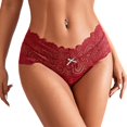 thumbnail image 3 of Scyoekwg Thongs for Womens Thong Lace Solid Color Breathable Ladies Panties Fashion Low Waisted Hipster Panties Bikini Underwear Underpants(Wine,L), 3 of 4