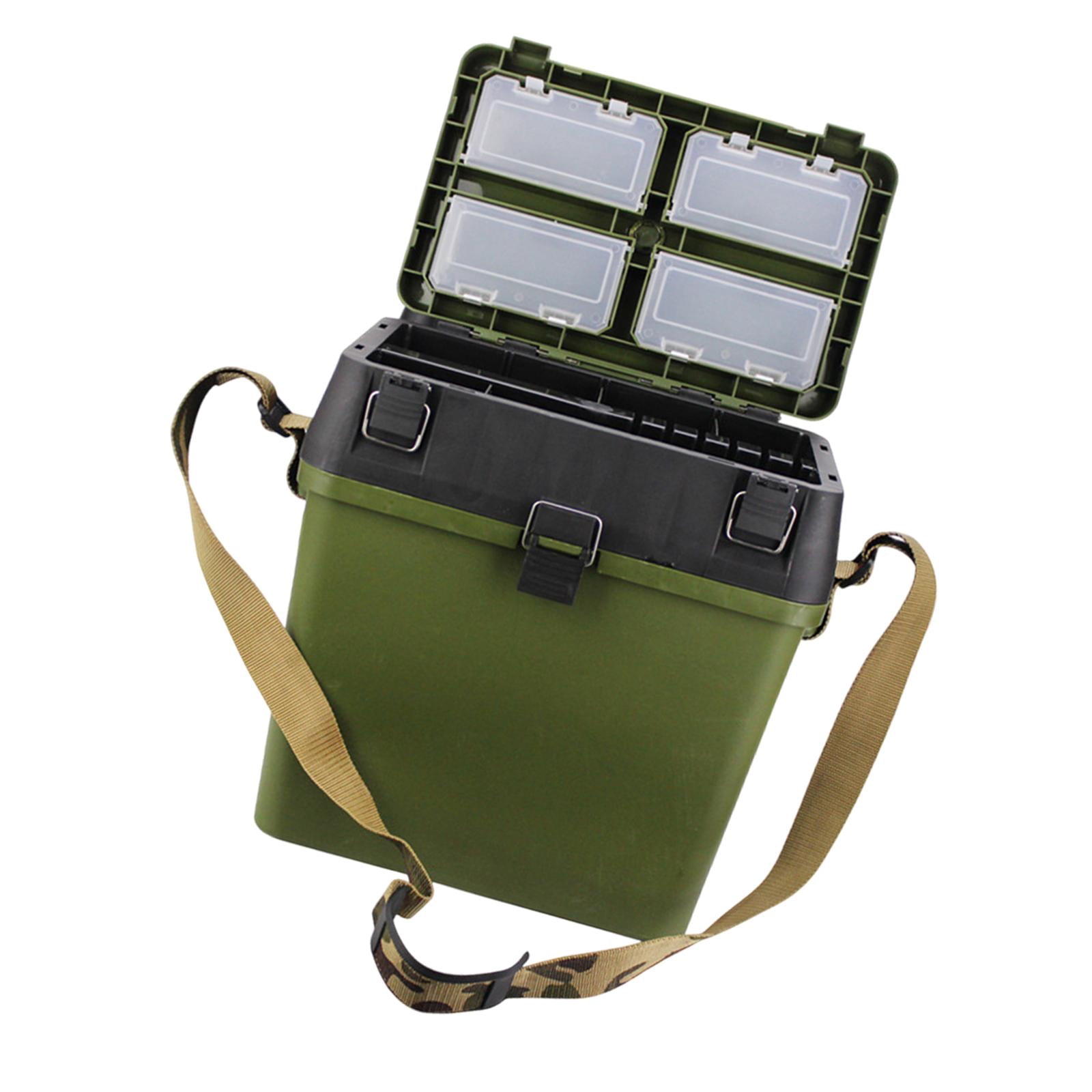 harayaa ing Tackle Box Trunk Storage Box Portable Folding Handheld Multifunctional ing Tool Gear Hooks Lures Case Bucket Dark Green