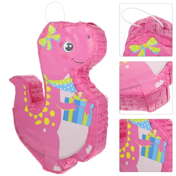 OUNONA Dinosaur Party Games Dinosaur Pinata Pink Candy Holder for Christmas 1Set
