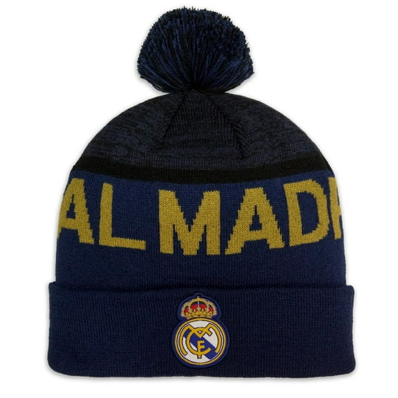Icon Sports 2024 Real Madrid Official Licensed Soccer Beanie - Navy with Gold Print Design A Grade