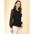 thumbnail image 3 of INSPIRE CHIC Women's Chiffon Textured Sheer Sleeve Button Down Work Shirt, 3 of 5