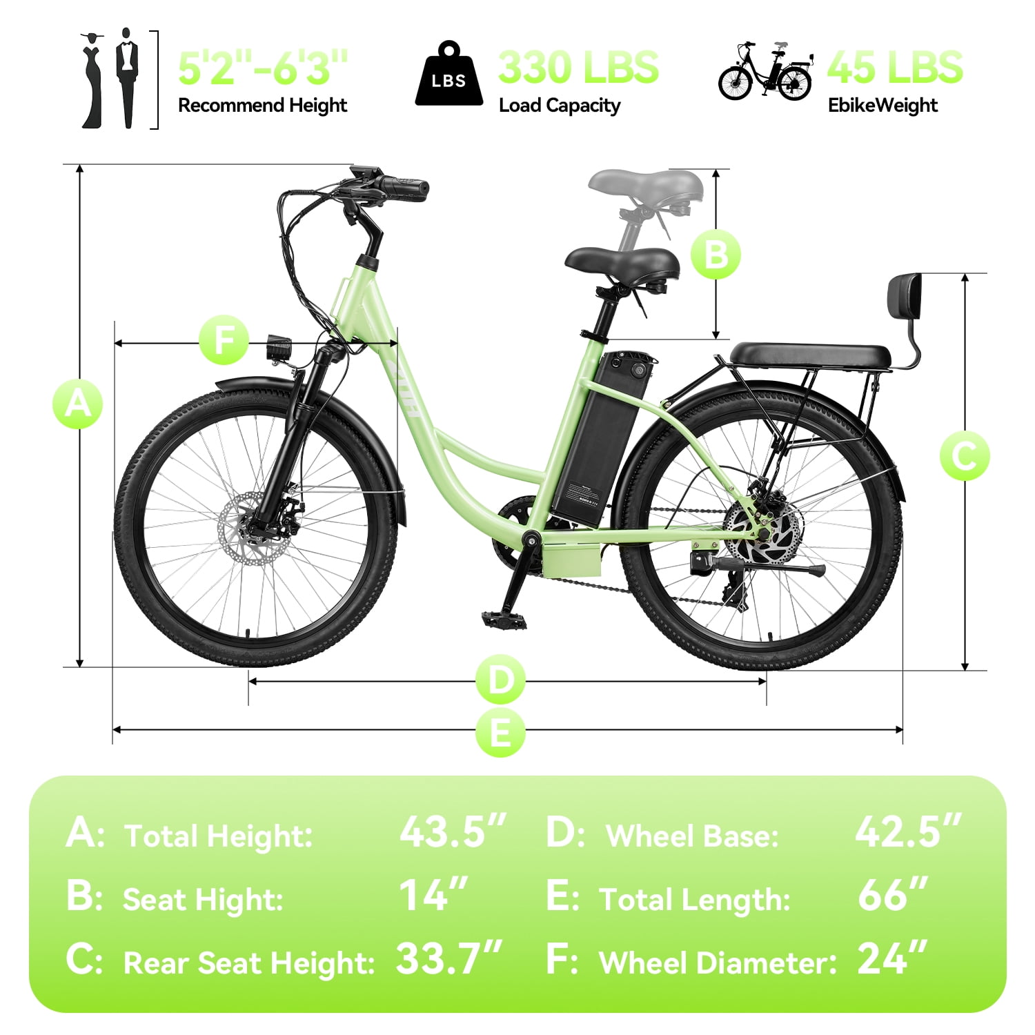 ZNH 24" Electric Bike for Adults 16+, 700W Motor Ebike with 48V 13Ah Battery, 20MPH Max Speed, UL2849 Certified, Recreational Use Only