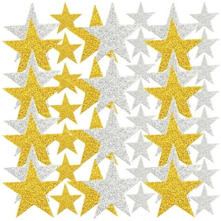 Glitter Star Foam Stickers - Sparkly Gold and Silver,Self Adhesive for Kids Crafts - Large & Small Sticky Stars Shape Pack of 208 PCS.