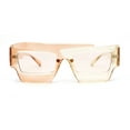 thumbnail image 2 of Funky 80s Asymmetrical Rectangle Thick Plastic Horn Rim Arm Sunglasses All Beige, 2 of 4