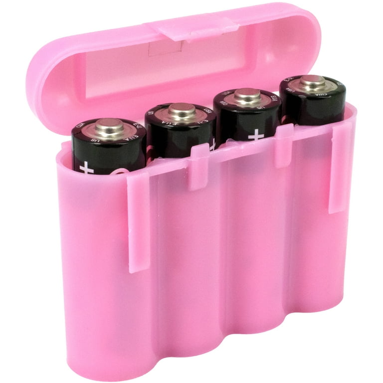 The Battery Organizer Storage Case with Hinged Clear Cover and closing  latch, includes a Removable Battery Tester, Holds 93 Batteries Various  Sizes