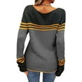 thumbnail image 4 of Women Autumn Winter Colorblock Pullover Sweaters Round Neck Striped Slim Fitting Knitwear Tops, 4 of 9