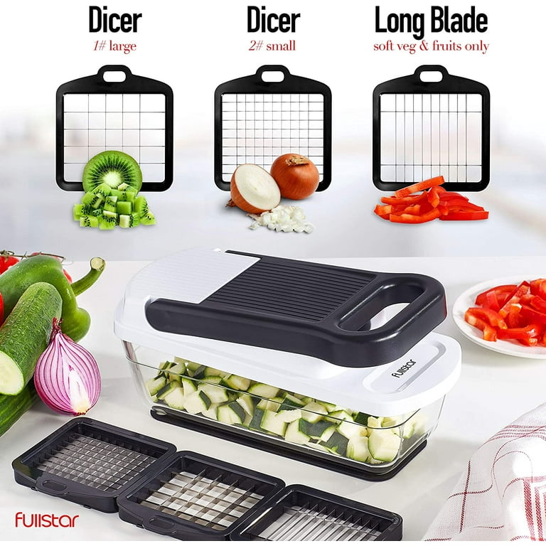 Fullstar - Vegetable Chopper, Food Chopper with Glass Storage Container - 3  Blades, White 
