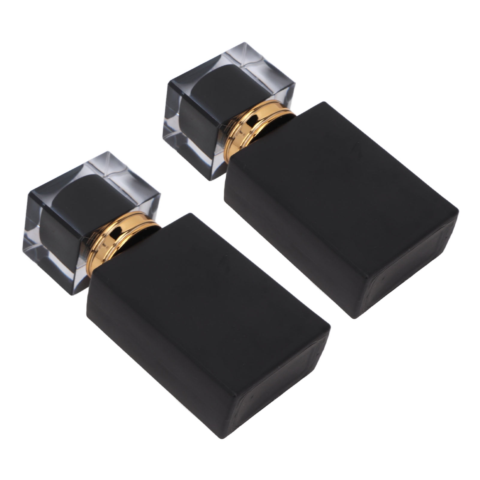 Riousery 2pcs Glass Spray Perfume Bottle Leakproof Golden Atomizer Black 1.01 oz / 30 ml Travel Dispenser