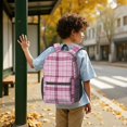thumbnail image 6 of Pink and Black Checkered Pattern 17" School Backpacks for Teens,Waterproof Oxford Fabric,S-Shape Padded Straps for School,Travel,Hiking,Camping, 6 of 6