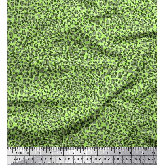 Soimoi Polyester Crepe Fabric Leopard Animal Skin Fabric Prints by Yard 42 Inch Wide