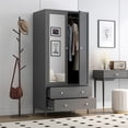 thumbnail image 2 of Trilenars Metal Clothing Lockers, Closets, Wardrobes, Clothing Organizers with Magnetic Doors,2 Drawers, Mirror Doors and Hanging Rods, 2 of 9