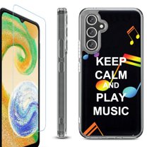 OneToughShield ® Compatible with Samsung Galaxy S23 FE Fan Edition, Shockproof Phone Case, with Tempered Glass Screen Protector - Keep Calm Music