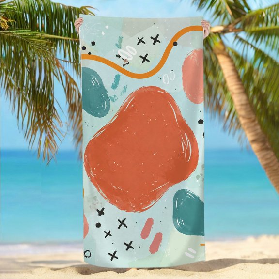 RKSupls Playful Abstract Shapes And Squiggles Oversized Microfiber Beach Towel - Ultra-Soft Microfiber Machine Washable, Ideal for Bathroom beach yoga 30x60 in