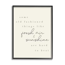 Stupell Industries Fresh Air & Sunshine Comforting Cursive Typography Graphic Art Black Framed Art Print Wall Art, Design by Daphne Polselli