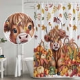thumbnail image 5 of Thanksgiving Cattle Shower Curtain, Waterproof Shower Curtains for Bathroom, Fall Harvest Pumpkin Corn Leaves Autumn Washable Fabric Bathtub Curtain Set Bath Decor with 12 Hooks Stall 36"x72", 5 of 8