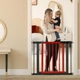 thumbnail image 3 of Gymax Wood & Metal Safety Baby Gate Fits 29.5''-38'' W Extendable Pet Gate Stairs Cherry, 3 of 10