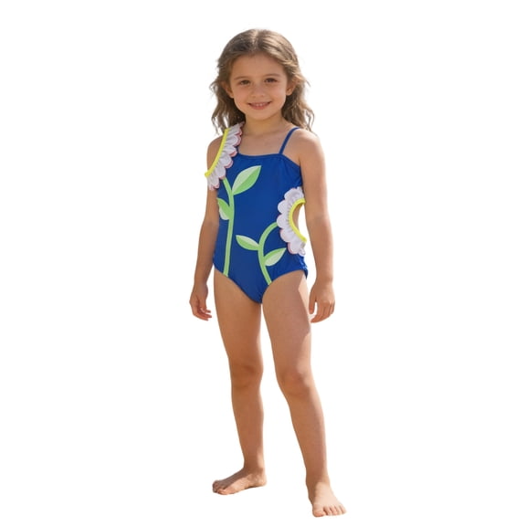 Sunflower Print Girls Piece Swimsuit Cute Ruffle Bathing For Toddler And Kids Swimwear With UPF 50 Sun