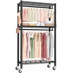 Heavy Duty Rolling Clothes Rack Portable Rack with Wheels